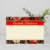 Rode en Crème Bloemen Horizontale Folie Stationery Uitnodiging (Staand Voorkant)