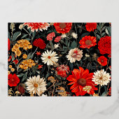 Rode en Crème Bloemen Horizontale Folie Stationery Uitnodiging (Achterkant)