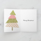 Rode en Crème Bloemen Kerstboom Feestdagen Kaart (Binnen)