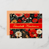 Rode en Crème Bloemen Stationery Folie Briefkaart (Voorkant / Achterkant)