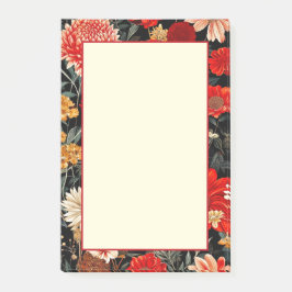 Rode en Crème Donkere Bloemen 4x6 Notities Post-it® Notes
