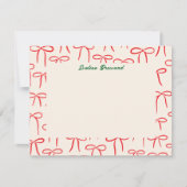 Rode en Crème Eenvoudige Bogen Persoonlijke Briefp Notitiekaartje (Voorkant)