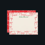 Rode en Crème Eenvoudige Strikken Persoonlijke Bri Notitiekaartje<br><div class="desc">Een patroon van eenvoudige en zoete handgetekende strikken in feestelijke kersenrood op warm wit geeft deze platte persoonlijke briefpapier notitiekaart een zorgeloze en vrouwelijke uitstraling,  perfect voor het versturen van post-Kerstmis vakantie dankbetuigingen of als een feestelijk,  seizoensgebonden,  aangepast gastvrouw cadeau. Vergeet niet de naamtekst te bewerken!</div>