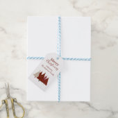 Rode en Crème Kerstbomen Kerstcadeau-etiket Cadeaulabel (Met Touw)