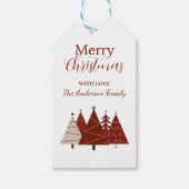 Rode en Crème Kerstbomen Kerstcadeau-etiket Cadeaulabel (Voorkant)