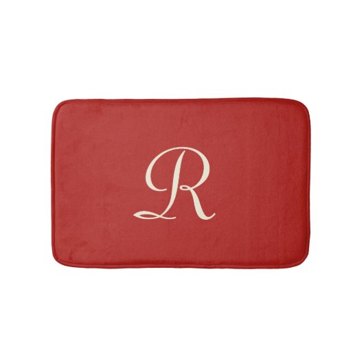 Rode en Crème Monogrammed Pluche Badmat (Voorkant)