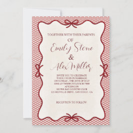 Rode en crème overlay foto bruiloft Uitnodiging