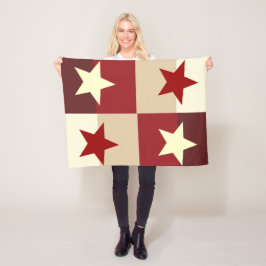 Rode en Crème Ster Quilt Fleece Deken