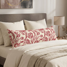 Rode en Crème Tulpen Toile - Frans Landelijk Decor Lichaamskussen