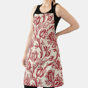 Rode en Crème Tulpen Toile - Frans Landelijk Decor Schort
