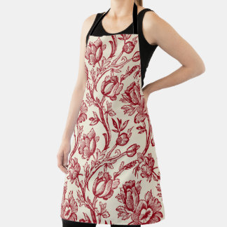 Rode en Crème Tulpen Toile - Frans Landelijk Decor Schort