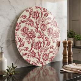 Rode en Crème Tulpen Toile - Frans Landelijk Decor Snijplank