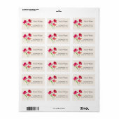 Rode en Crème Waterverf Bloem Adreslabels Etiket (Full Sheet)