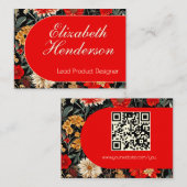 Rode en donkere bloem Mighty Calling Card Contactkaartje (Voorkant / Achterkant)