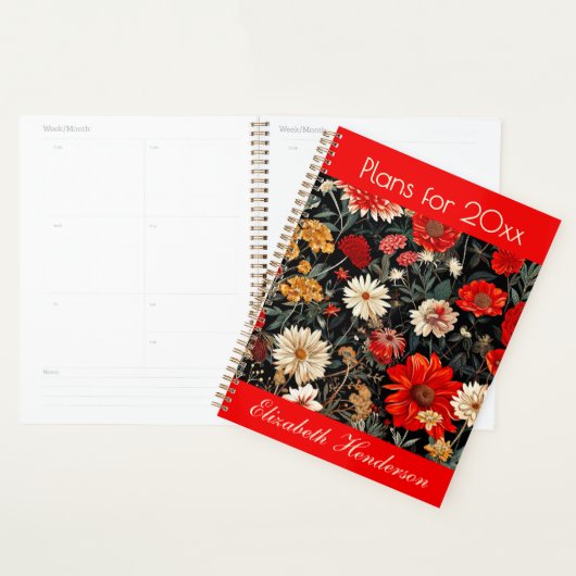 Rode en donkere bloemen grote planner (Display)