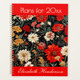 Rode en donkere bloemen grote planner