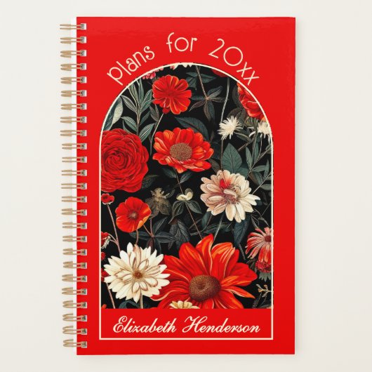 Rode en donkere bloemen kleine planner (Voorkant)