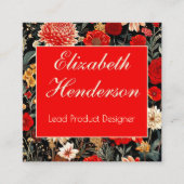 Rode en Donkere Bloemen Vierkant Oproepkaart Contactkaartje (Voorkant)