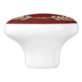 Rode en Faux Glitter Wreater Ceramic Knob. Keramische Knop (Zijkant)