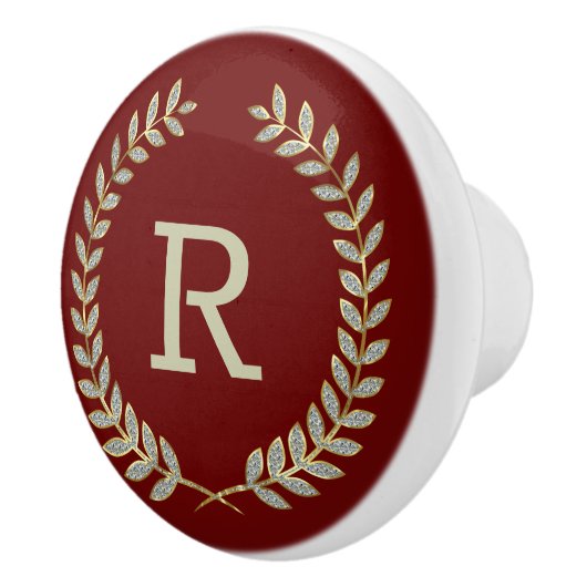 Rode en Faux Glitter Wreater Ceramic Knob. Keramische Knop (Rechts)