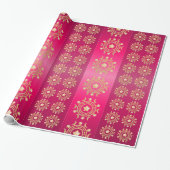 Rode en Fuchsia Stripes met Gold Moons en sterren Cadeaupapier (Uitgerold)