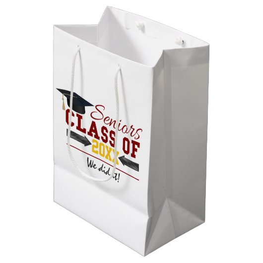 Rode en Gele Afstudeerartikelen Medium Cadeauzakje (Voorkant Gekanteld)