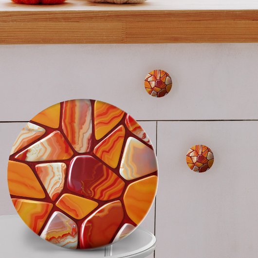 Rode en gele agaat stenen mozaïek keramische knop