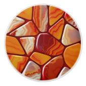 Rode en gele agaat stenen mozaïek keramische knop (Voorkant)