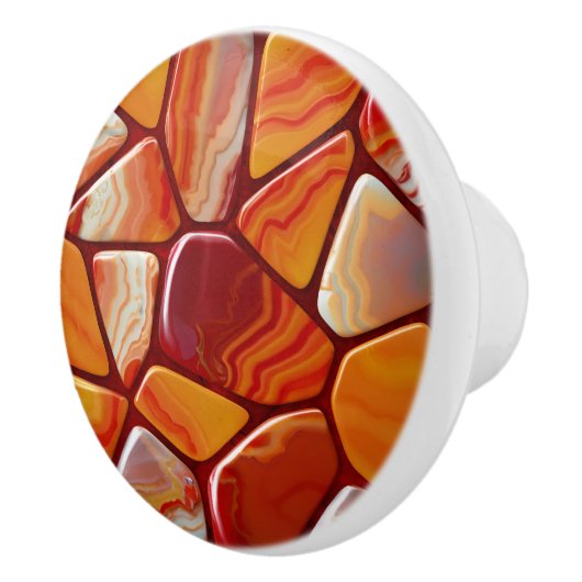 Rode en gele agaat stenen mozaïek keramische knop (Rechts)