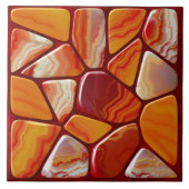 Rode en gele agaat stenen mozaïek tegeltje (Voorkant)