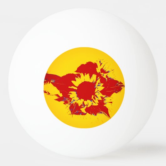Rode en gele bloem pingpongbal (Voorkant)