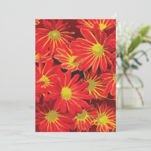 Rode en gele bloemen 1 bedankkaart (Staand voorkant)