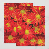 Rode en gele bloemen 1 bedankkaart (Voorkant / Achterkant)