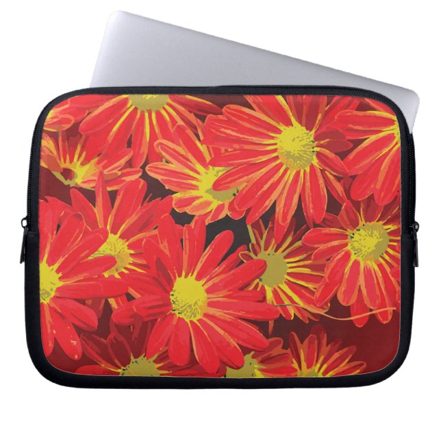 Rode en gele bloemen 1 laptop sleeve (Voorkant)