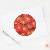 Rode en gele bloemen 1 ronde sticker (Envelop)