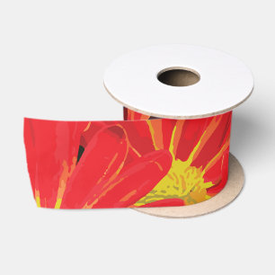 Rode en Gele Bloemen 1 Satijnen Lint