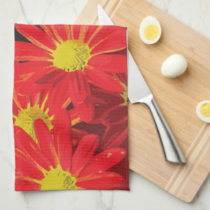 Rode en gele bloemen 1 theedoek