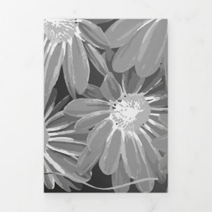 Rode en gele bloemen 2 drieluik wenskaart