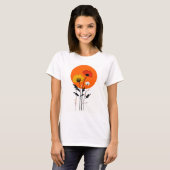 Rode en gele bloemen met zon t-shirt (Voorkant volledig)