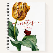 Rode en gele botanische tulp op wit Notitieboek (Voorkant)