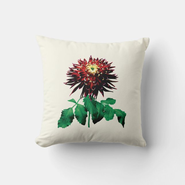Rode en Gele Cactus Dahlia Kussen (Voorkant)