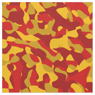 Rode en gele Camouflage Print Patroon Stof