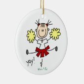 Rode en gele Cheerleader T-shirts en GIfts Keramisch Ornament (Rechts)