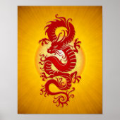 Rode en gele Chinese draak Poster (Voorkant)