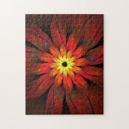 Rode en gele chrosanthemumventilator legpuzzel