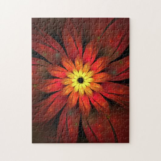 Rode en gele chrosanthemumventilator legpuzzel (Verticaal)