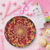 Rode en gele chrysant bloemen papieren bordje (Feest)