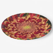Rode en gele chrysant bloemen papieren bordje (Gekanteld)