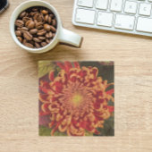 Rode en gele chrysant bloemen stenen onderzetter