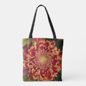 Rode en gele chrysant bloemen tote bag (Achterkant)